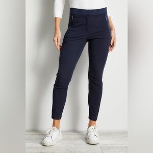 Anatomie Ipant Hybrid Zip Front Navy Blue Slim Fit Pant Size Small